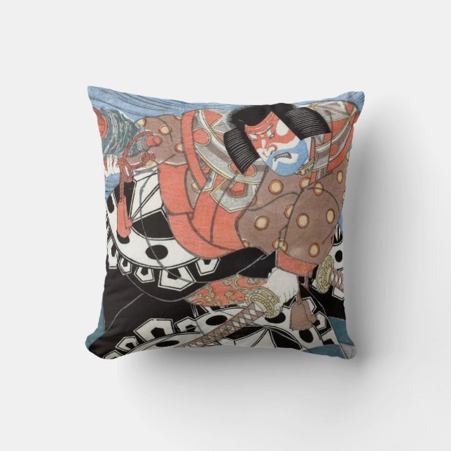 Coussin Guerrier vintage samouraï japonais (Recto)