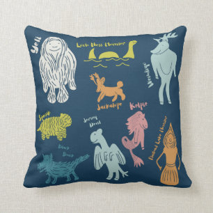 Coussin Guide de cryptozoologie des cristaux de caricature