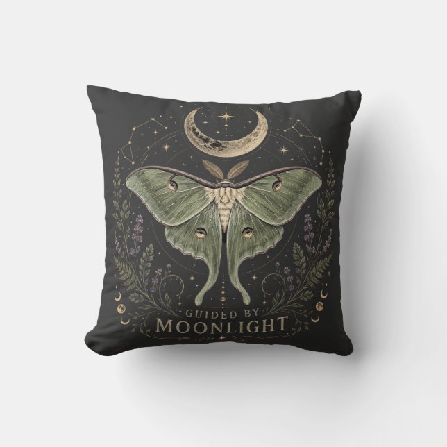 Coussin Guidé par la lumière de la lune Papillon de nuit c (Recto)