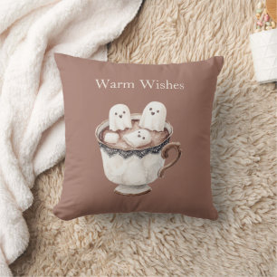 Coussin Guimauves fantômes pour cacao avec meilleurs vœux