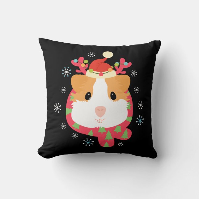 Coussin Guinea Pig Christmas Reindeer (Recto)