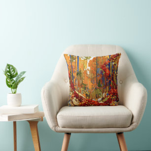 Coussin Guirlande d'automne, peinture colorée,