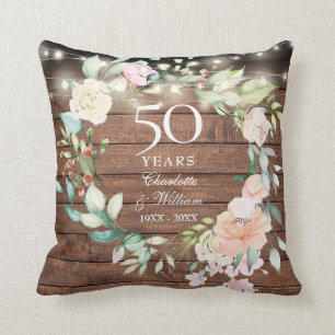 Coussin Guirlande de lumières à fleurs rustiques pour le 5