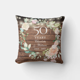 Coussin Guirlande de lumières florales en bois rustique po
