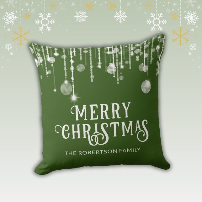 Coussin Guirlande lumineuse verte Noël (Créateur téléchargé)