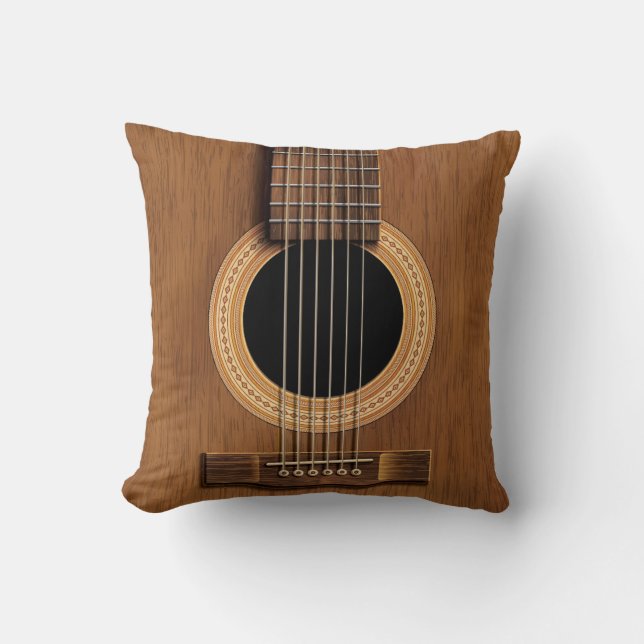 Coussin Guitare acoustique en bois chaude (Recto)