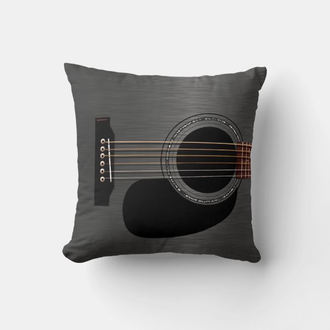 Coussin Guitare acoustique noire de cendre (Recto)