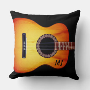 Coussin Guitare acoustique noire monogramme