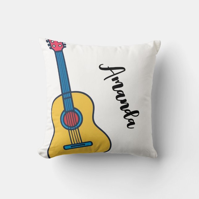 Coussin Guitare de dessin avec cordes de cou gras Nom (Recto)