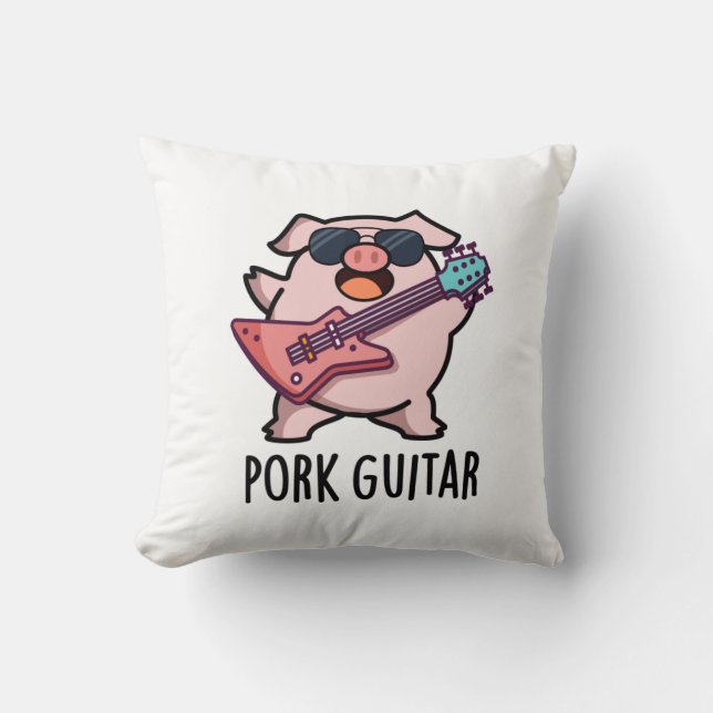 Coussin Guitare de porc Funny Rock Guitare Pig Pun (Recto)
