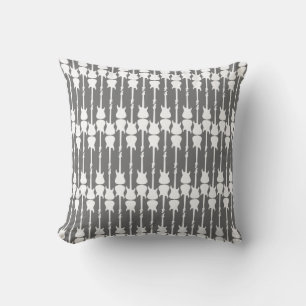 Coussin Guitare électrique blanche rayée de musique, gris