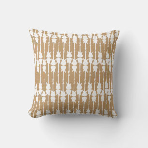 Coussin Guitare électrique blanche rayée, marron chameau