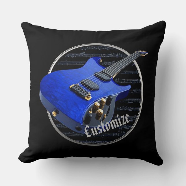 Coussin Guitare électrique bleue personnalisée (Recto)