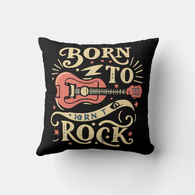 Coussin Guitare électrique née pour le rock (Verso)