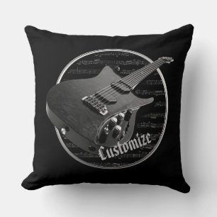 Coussin Guitare électrique noire et blanche personnalisée