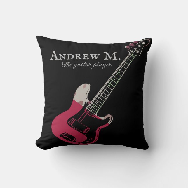 Coussin Guitare électrique personnalisée / guitariste Thro (Recto)