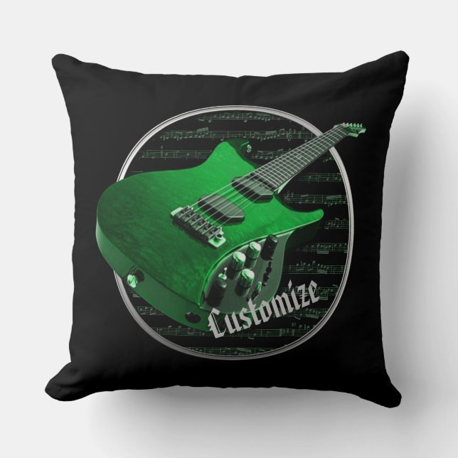 Coussin Guitare électrique verte personnalisée (Recto)