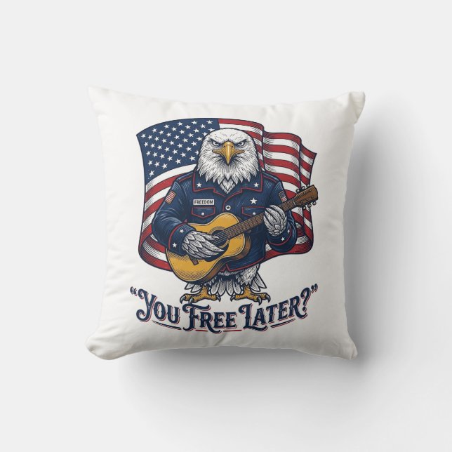 Coussin Guitare Vintage Eagle Patriotique (Recto)