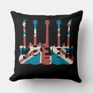 Coussin Guitare vintage Grande-Bretagne Drapeau - Guitare