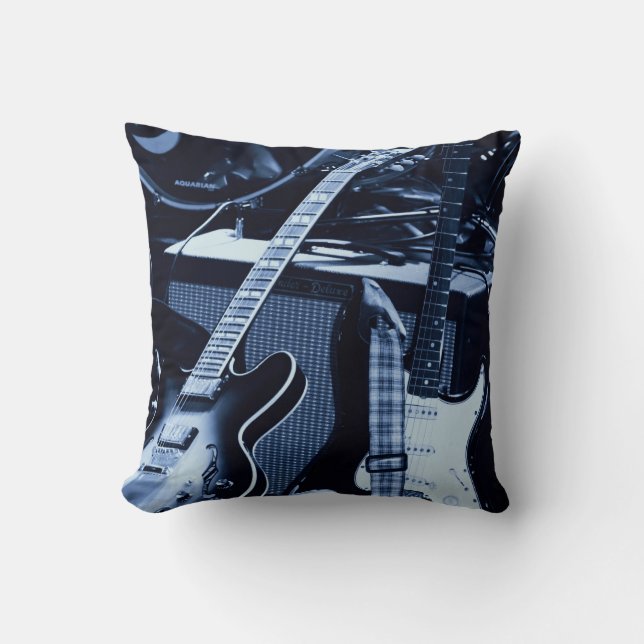 Coussin Guitares bleues (Recto)