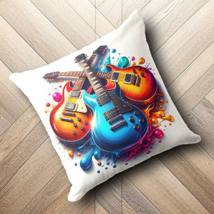 Coussin Guitares colorées Live Life Out Loud avec musique
