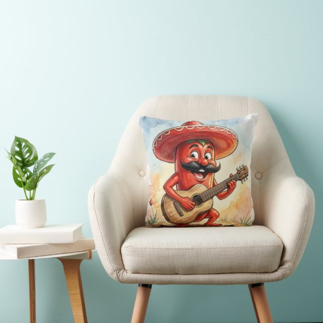Coussin Guitariste au Piment Rouge Mexicain (Chaise)