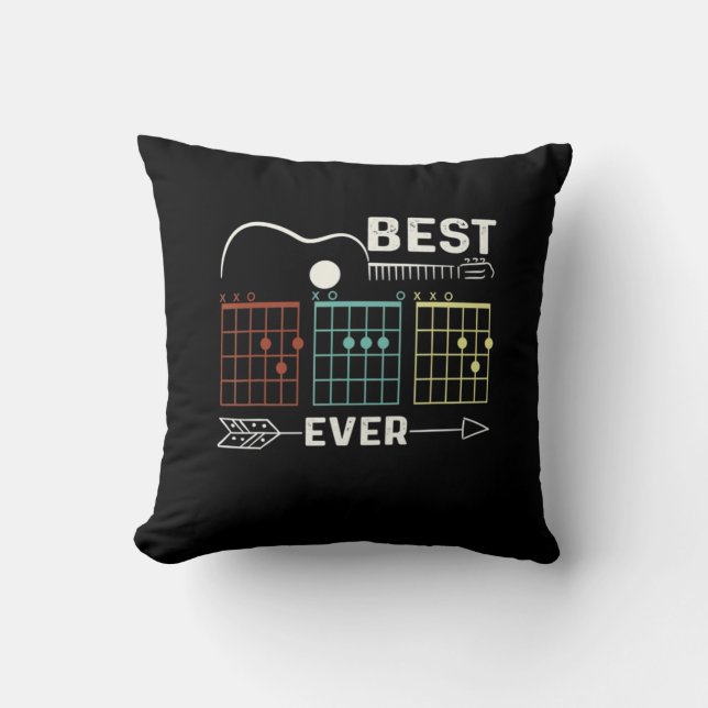 Coussin Guitariste Meilleur papa Jour d'anniversaire (Recto)