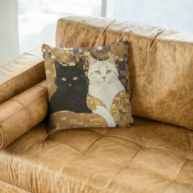Coussin Gustav Klimt A Inspiré Deux Chats En Lit (Créateur téléchargé)