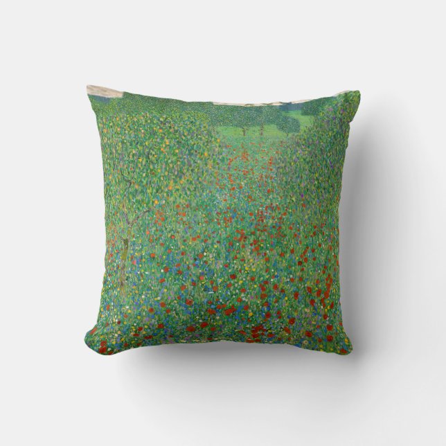 Coussin Gustav Klimt - Champ de coquelicots (Recto)