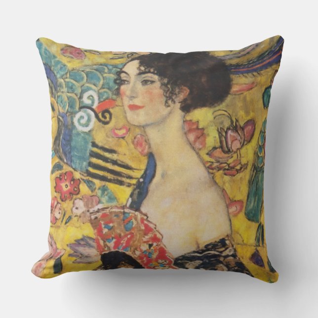 Coussin Gustav Klimt Lady With Fan Art Nouveau Painting (Recto)