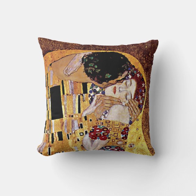 Coussin Gustav Klimt - Le baiser - Art Nouveau Vintage (Recto)