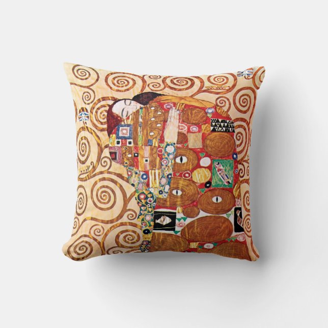 Coussin Gustav Klimt - Le Baiser - Peinture d'art fin (Recto)