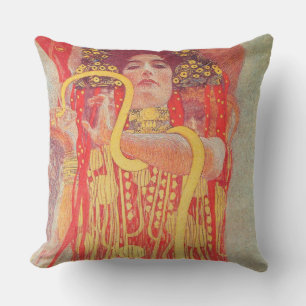 Coussin Gustav Klimt Red Woman Gold Snake Peinture