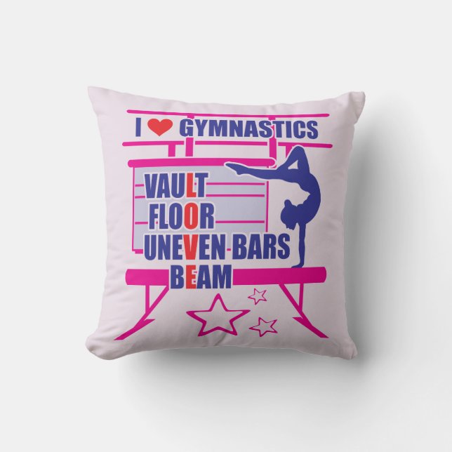 Coussin Gymnaste Rose - I Love Gymnastique (Recto)