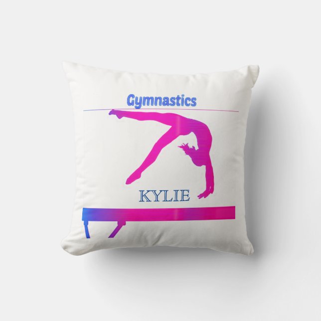 Coussin GYMNASTICS lance un oreiller.  Nom personnalisé ! (Recto)
