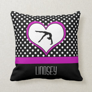 Coussin Gymnastique à pois rose avec le coeur