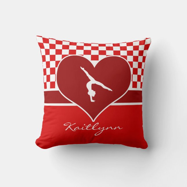 Coussin Gymnastique Checkered de rouge riche avec le (Recto)