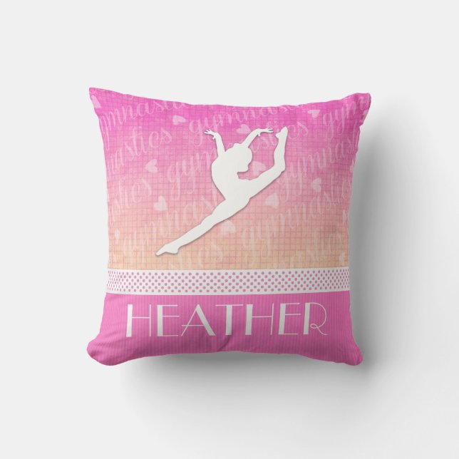Coussin Gymnastique passionnée de gradient rose avec le (Recto)