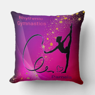 Coussin Gymnastique rythmique Etoiles d'or rose et violet