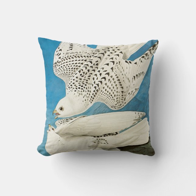 Coussin Gyrfalcons, alias Gerfalcons par John James Audubo (Recto)