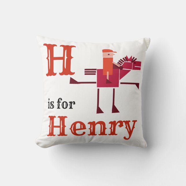 Coussin H est pour Henri bébé garçon  (Recto)