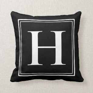 Coussin H Monogramme Modèle Élégant Noir Blanc moderne