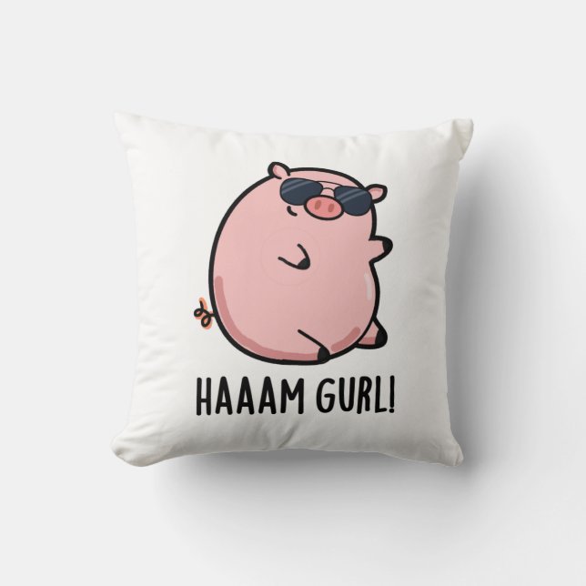 Coussin Haaam Gurl Funny Pig Pun (Recto)