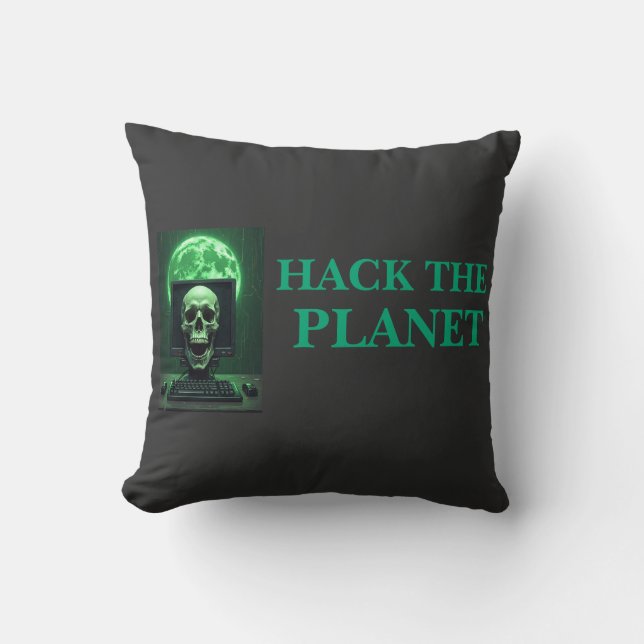 Coussin HACK THE PLANET - La Domination Numérique commence (Recto)