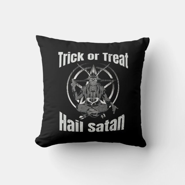 Coussin Hail Satan Pentagram Goat Halloween (Recto)