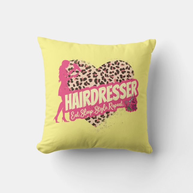 Coussin Hairtraver leopard Hair Hustler Hairstylist (Recto)
