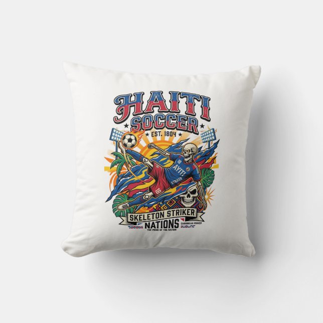Coussin Haïti Football Squelette Attaquant Nations Style A (Recto)