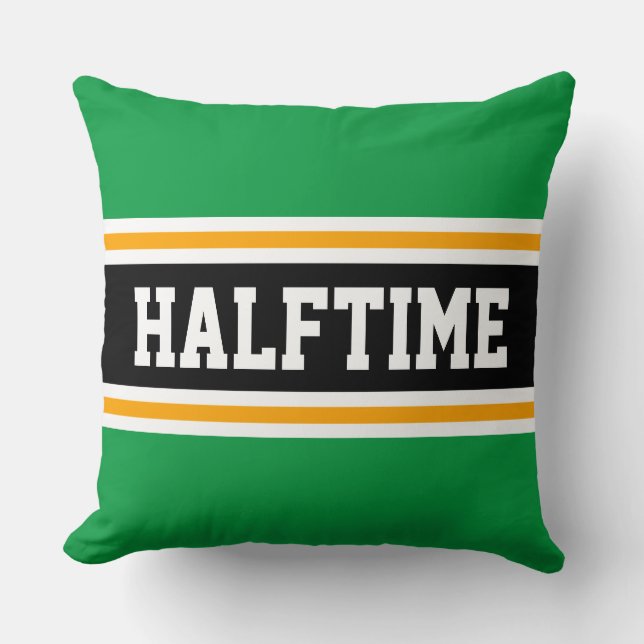 Coussin HALFTIME Vert clair Jaune Noir Sportif Stripes (Recto)
