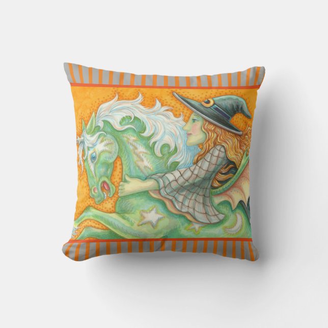 Coussin HALLOUE EVE WITCH ET HORSE JETTE PILLOW Grey (Recto)