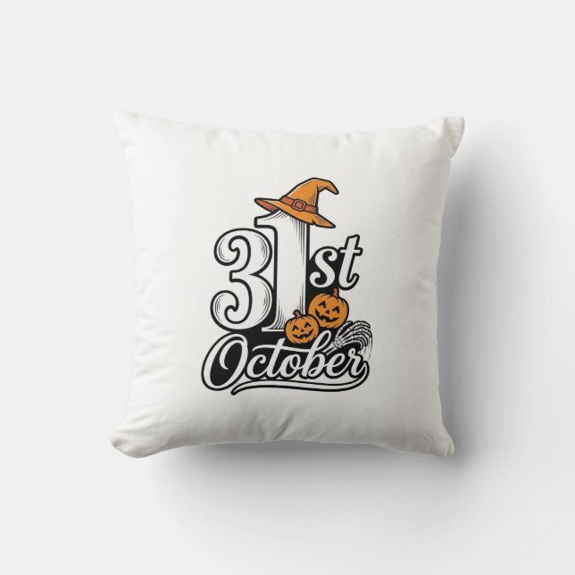 Coussin Halloween 31 octobre typographie conception de t-s (Recto)